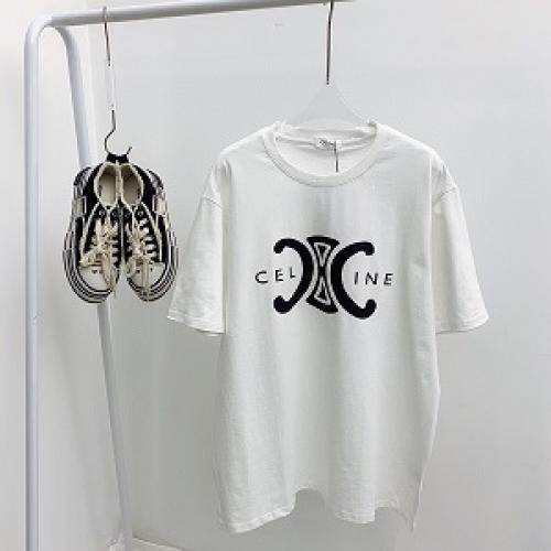 2021SS夏の最新ファッションCELINE セリーヌ Tシャツ偽物 3Dプリントされたロゴ 男女適用  黒白
