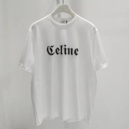 夏仕様の半袖 CELINE セリーヌロゴ Tシャツ スーパーコピー 男女兼用 丸首ネックデザイン 幅広い着こなし